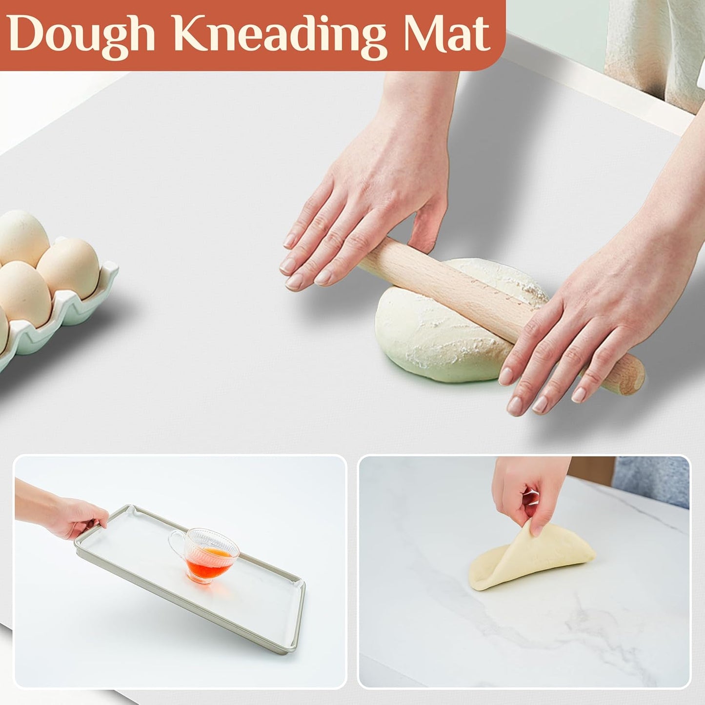 Silicone Baking Mat, 20 IN x 6 FT Free Cutting Baking Sheet,Non-Stick Reusable Dough & Pastry Mat,Non-Slip Silicone Mat Roll for Air Fryer Liner,Freeze Dryer,Oven Baking Pan,Kitchen Counter