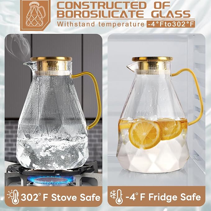 Yirilan Glass Pitcher, 3 Liter Water Carafe - Image 3