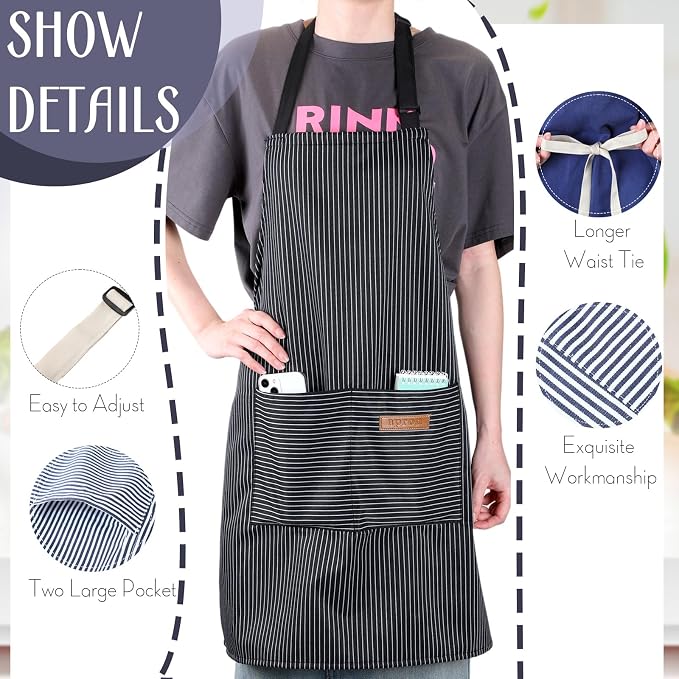 Handepo 12 Pcs Cotton Aprons for Women Men - Image 3