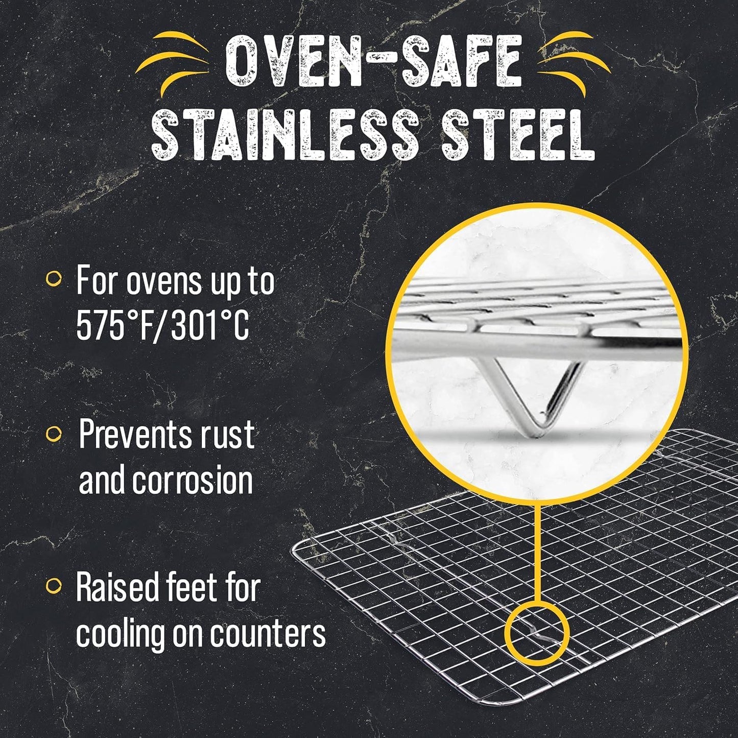 Checkered Chef Cooling Rack for Cooking and Baking - 17" x 12" Stainless Steel, Oven Safe Grid Wire Cookie Cooling Racks