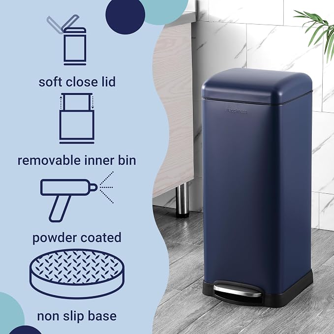 happimess HPM1007H Betty Retro 8-Gallon Step-Open Trash Can, Fingerprint - Image 3