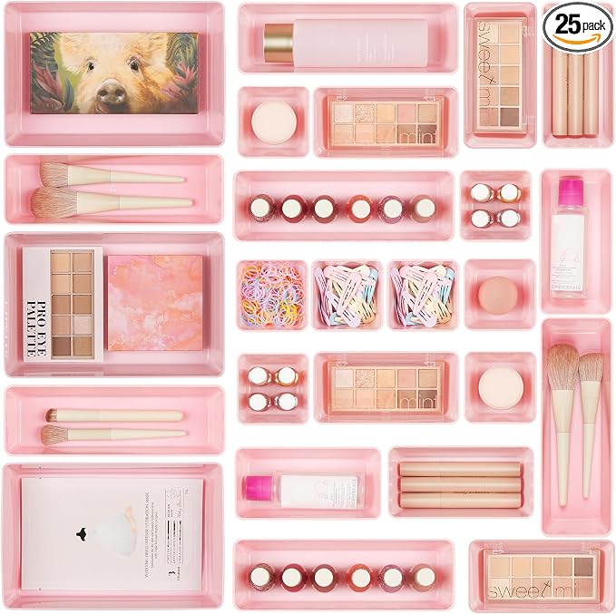 Vtopmart 25 PCS Plastic Drawer Organizers Set, 4-Size Versatile Bathroom and by Vtopmart