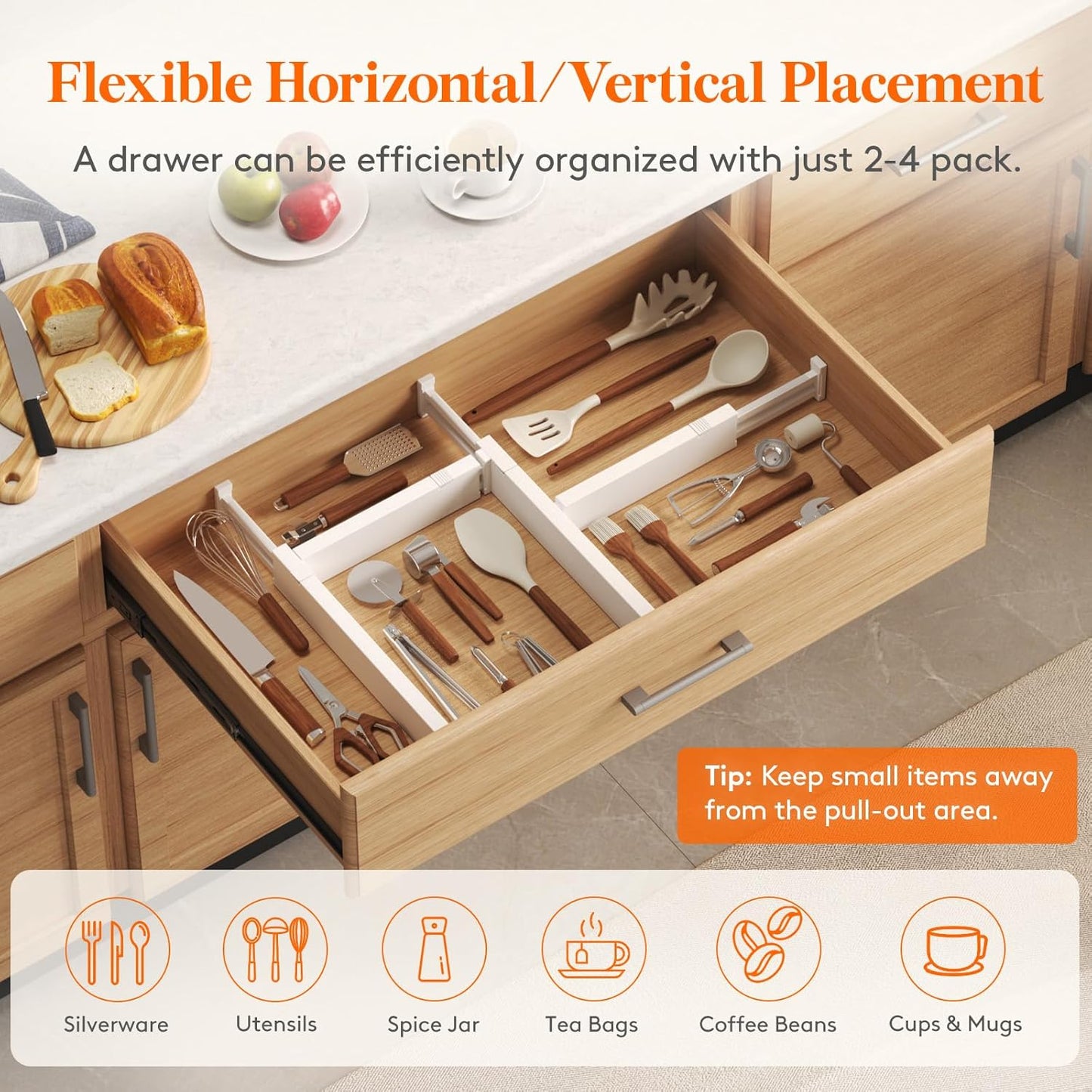 Lifewit 12 Pack Kitchen Drawer Dividers 2.36" High, 16"-22" Adjustable Drawer Organizer for Utensils/Clothes/Makeup, Plastic Expandable Separators in Dresser/Bedroom/Bathroom/Office Storage