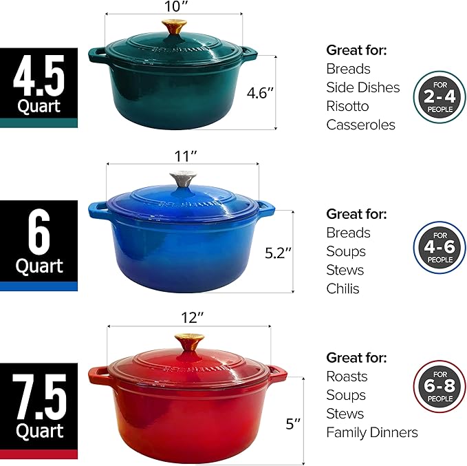 Mueller 6qt Enameled Cast Iron Dutch Oven, Heavy-Duty Casserole and Braiser Pan - Image 9