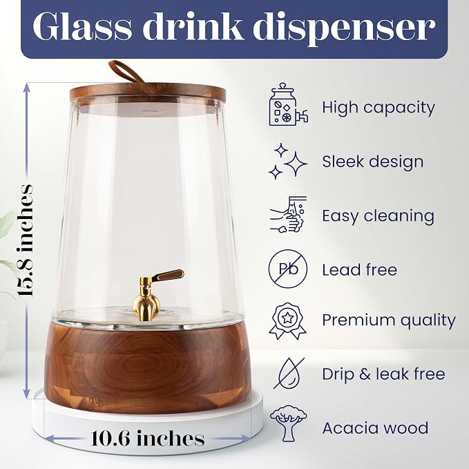FOODLE Extra Large Glass Drink Dispenser - Image 6