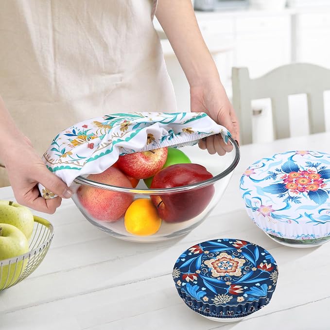 5 Pieces Bowl Covers Reusable, 5 Size Elastic Cloth Bowl Covers - Image 3
