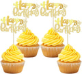 Ephlyn 24Pcs Gold Metallic Happy Birthday Cupcake Toppers for Birthday, Baby Shower & Anniversary Parties