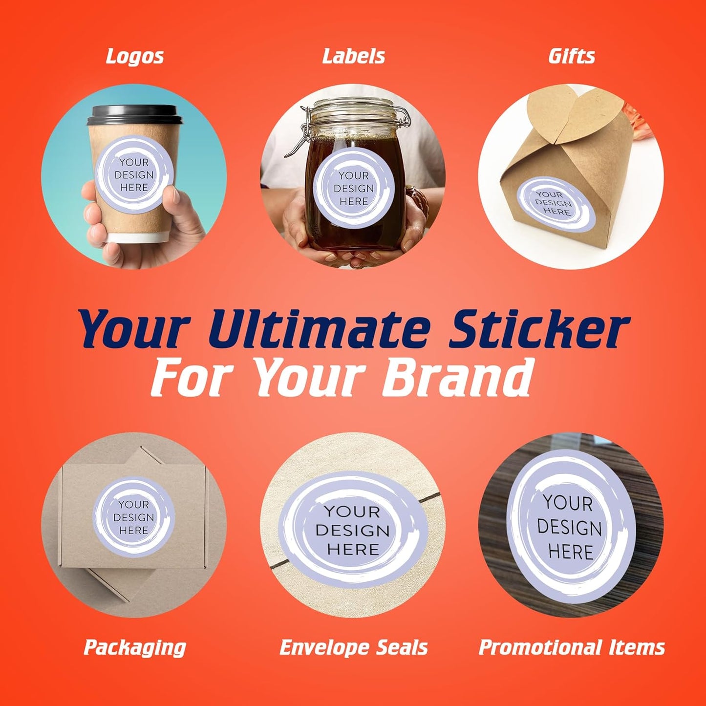 100 Custom Vinyl Stickers - Upload Your own Image, Text, Design, Logo - Personalized Logo Labels for Handmade, Packaging, Bottle, Jars, Candle, Brand Stickers (Lavender Swirls, 5x5)