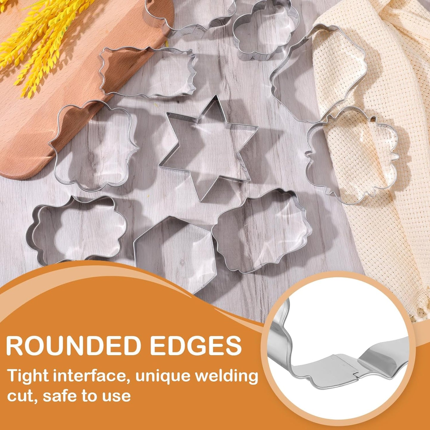 Large Plaque Cookie Cutter Set 25 Pcs Frames Cookie Cutters Stainless Steel DIY Fondant Cutters Molds for Baking MakingCookies Biscuit Fruit Diswasher Safe