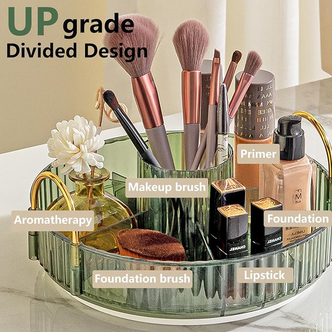 Asayuee 360 Rotating Makeup Organizer, 2 Tier Large Capacity Make Up Organizers - Image 2