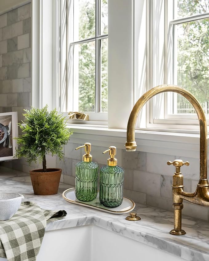JASAI 18Oz Green Glass Soap Dispenser - Image 3