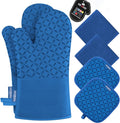 KEGOUU Oven Mitts and Pot Holders 6pcs Set, Kitchen Oven Glove High Heat by KEGOUUOvenMitt