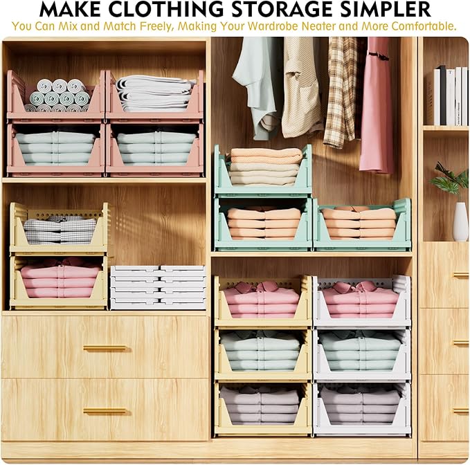 SNSLXH 5 Pack Stackable Closet Organizer Box, Space-Saving Clothes Storage - Image 4