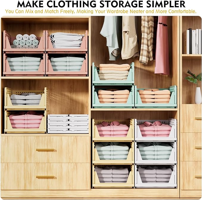 SNSLXH 5 Pack Stackable Closet Organizer Box, Space-Saving Clothes Storage - Image 4