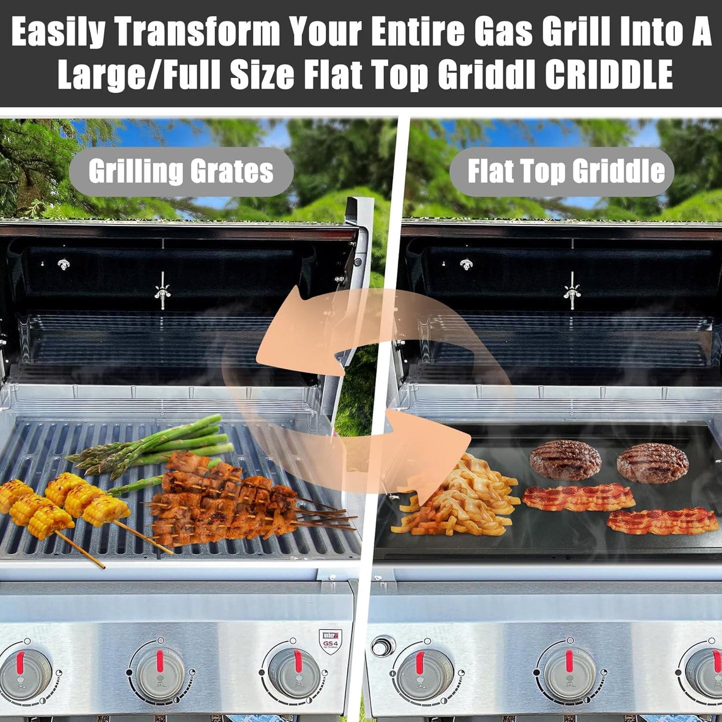 SafBbcue Full Size Griddle Inserts for Home Depot Nexgrill 720-0830H 720-0888 720-0783E Flat Top Griddle for Nexgrill Replacement Parts 720-0830 720-0958 720-0670A 720-0830D, Carbon Steel