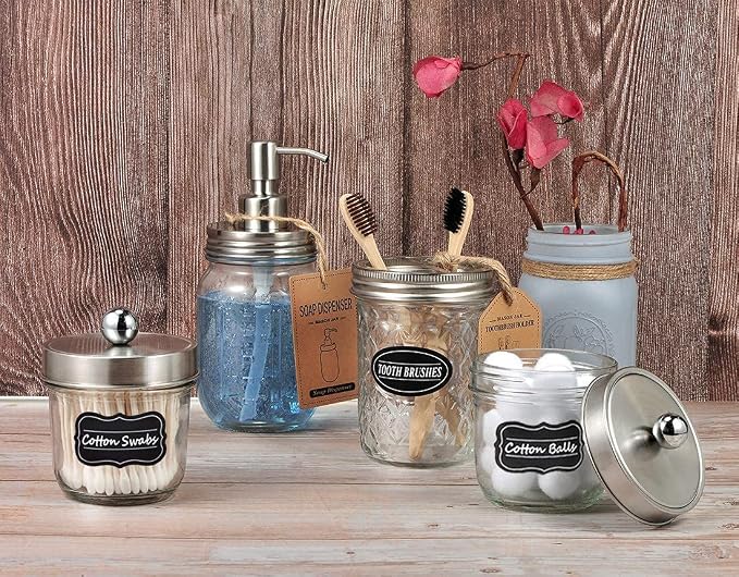 Amolliar Mason Jar Liquid Soap Dispenser, Stainless Steel Mason Jar Lid & Pump - Image 8