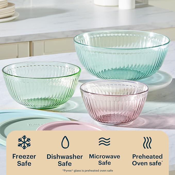 Pyrex Colors Sculpted Tinted Glass Mixing Bowls - Image 5