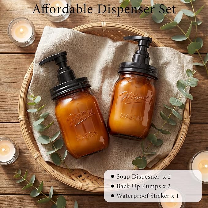 Amolliar Plastic Mason Jar Soap Dispenser - Image 7