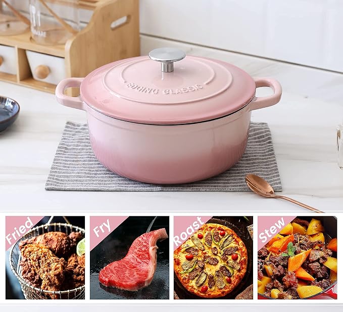 EDGING CASTING Enameled Cast Iron Covered 5.5 Quart Dutch Oven - Image 6