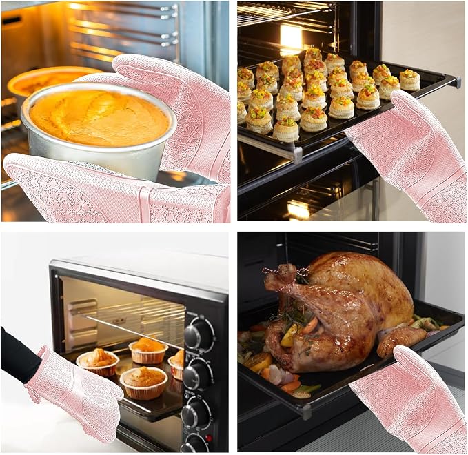 Hovico Silicone Oven Mitts, Heat Resistant 500F Kitchen Mitts 2PCS, 11.6" - Image 7
