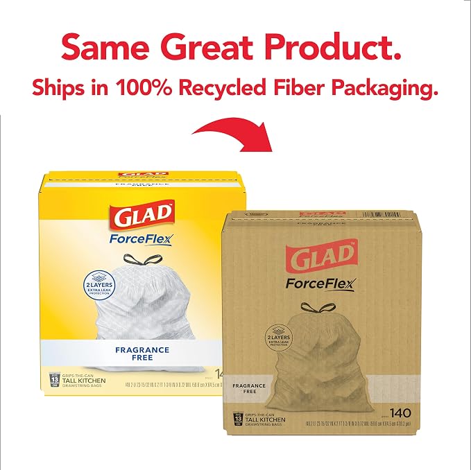 Glad ForceFlex Tall Kitchen Drawstring Trash Bags, 13 Gal, Fragrance Free - Image 2