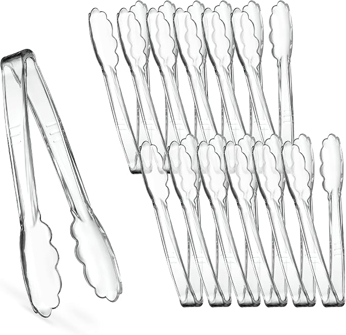 Plasticpro 7.5'' Serving Tongs Heavy Duty Reusable Kitchen and BBQ Clear by PLASTICPRO