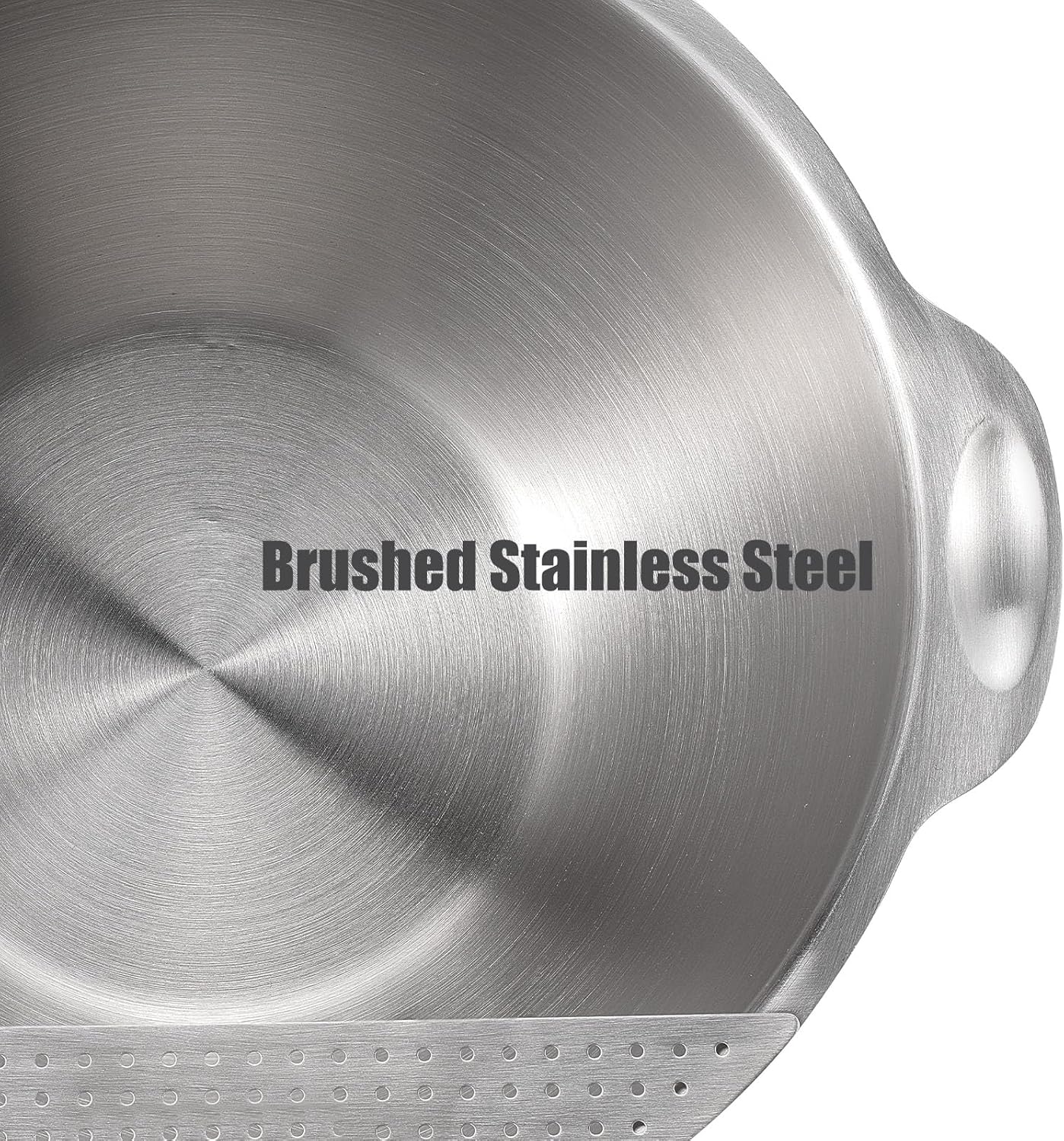 18/10 Stainless Steel Rice Strainer Washer Bowl Versatile Good Grips Colander Tiltable Side Drainers for Washing Cleaning Rinsing Fruits, Vegetables, and Beans - Non-slip Silicone Bottom