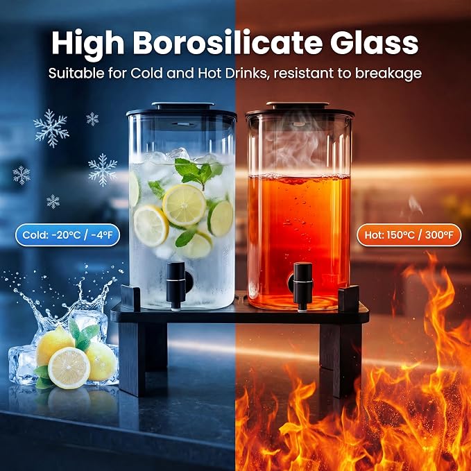 2 PCS 3 Gallon Drink dispenser, Glass Beverage Dispenser - Image 6