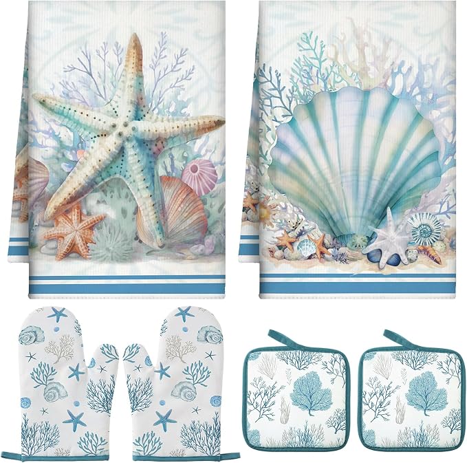 Jingmore 6 Pcs Kitchen Decor Set Accessorie Farmhouse Kitchen Towels Pot by Jingmore