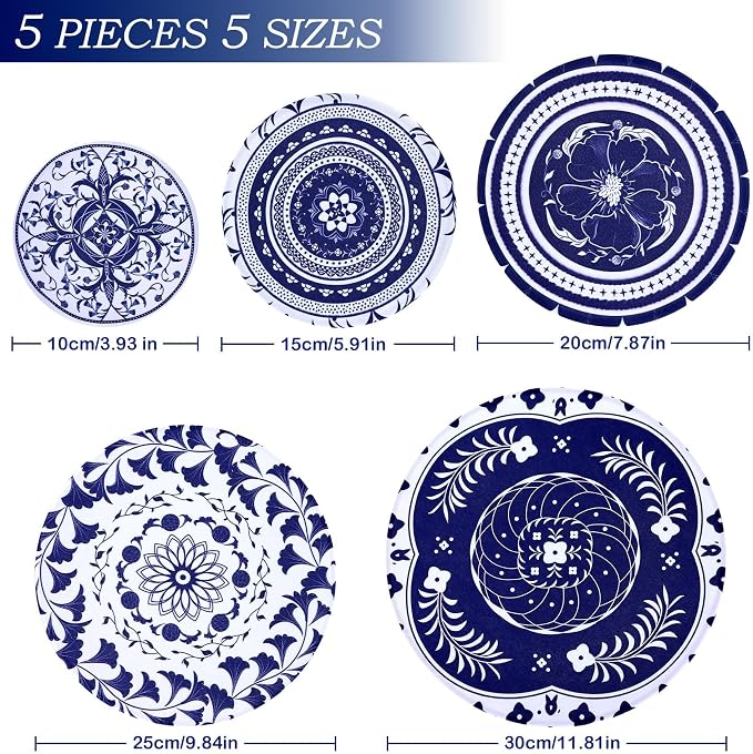 5 Pieces Bowl Covers Reusable, 5 Multi-Size Elastic Cloth Fabric Bowl Covers - Image 2