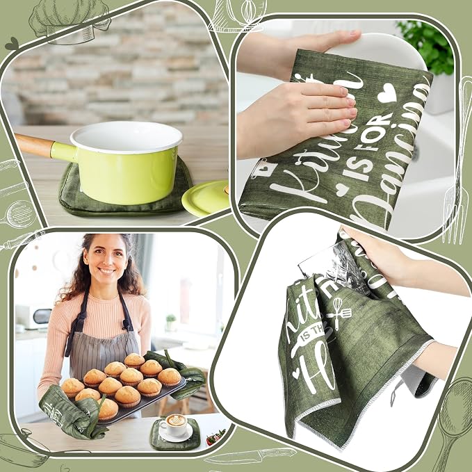 Fourluoo 10 Pcs Farmhouse Kitchen Decor and Accessories Set 4 Kitchen Towels 2 - Image 6