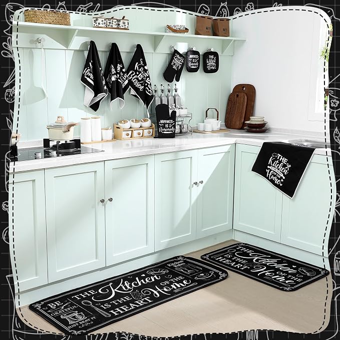Fourluoo 10 Pcs Farmhouse Kitchen Decor and Accessories Set 4 Kitchen Towels 2 - Image 7