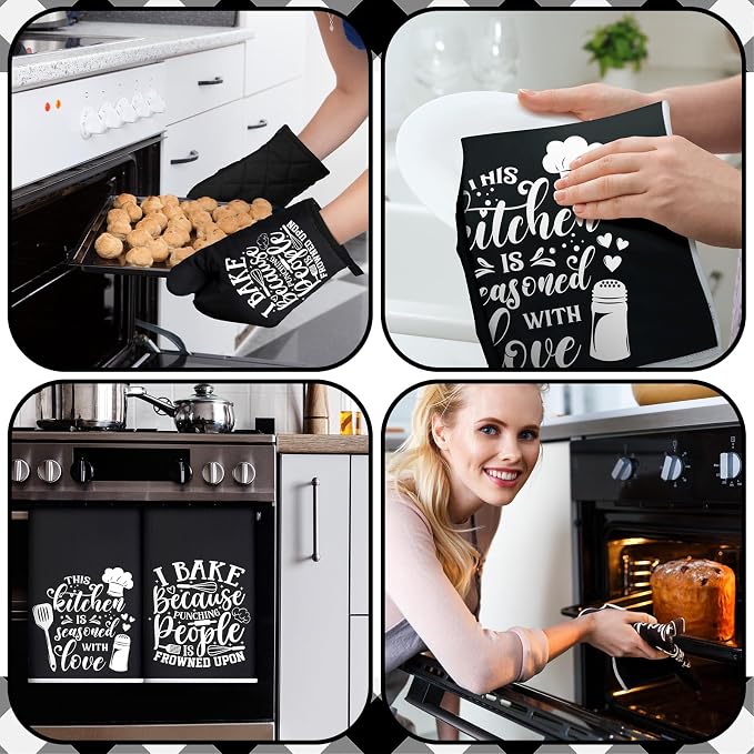 Sratte 6 Pcs Kitchen Decor Accessories Set Farmhouse Towels Pot Holders Oven - Image 5