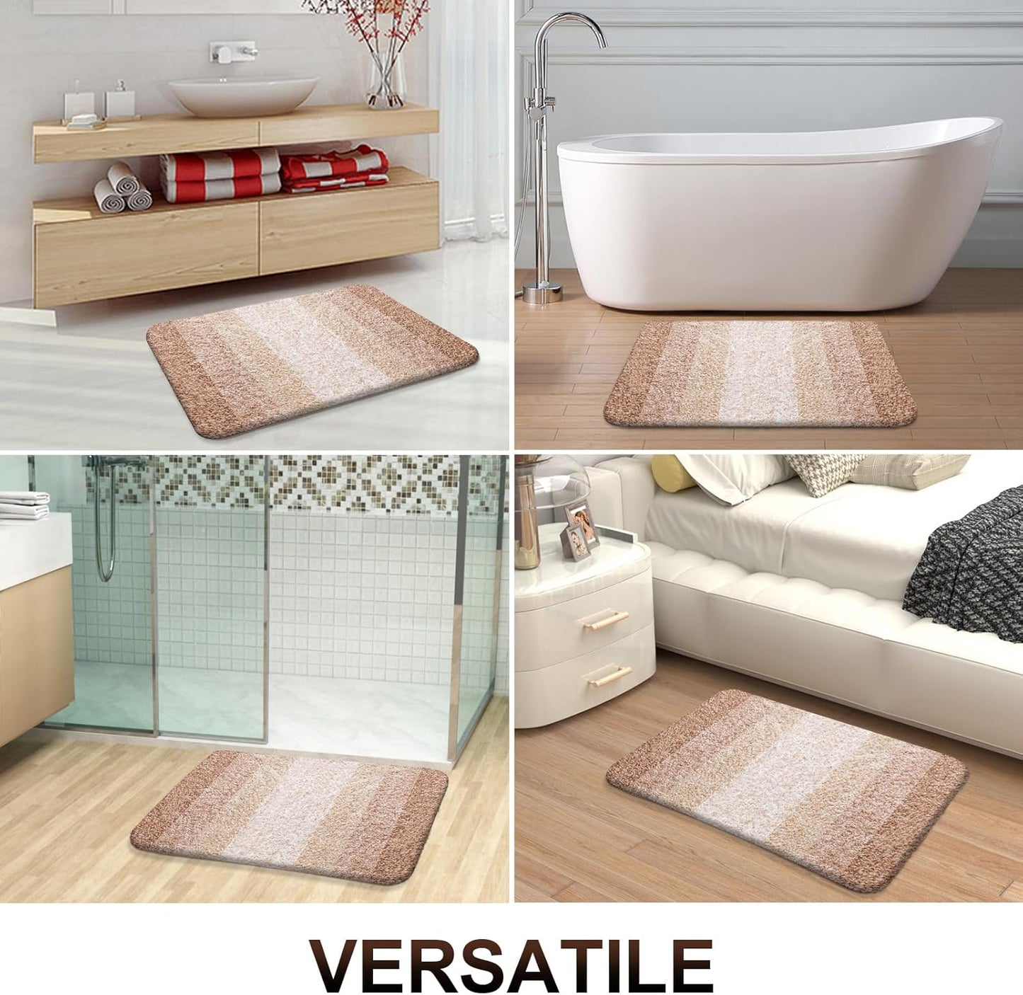 OLANLY Bathroom Runner Rugs 59x20, Extra Soft Absorbent Microfiber Bath Rugs, Rubber Backing, Quick Dry, Machine Washable Bath Mats for Bathroom Floor, Tub and Shower, Home Decor Accessories, Beige
