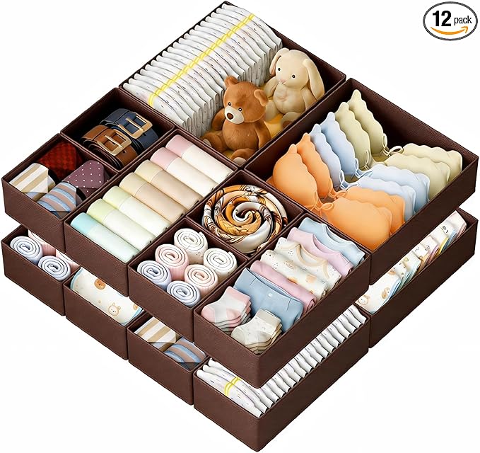DIMJ Drawer Organizer Clothes, 12 Pack Underwear Organizer, Foldable Closet by DiMJ