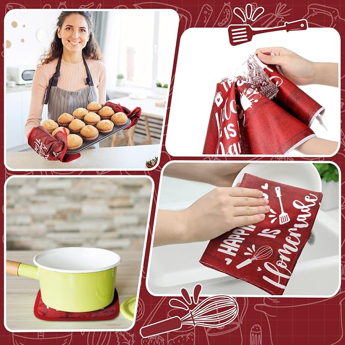 Fourluoo 10 Pcs Farmhouse Kitchen Decor and Accessories Set 4 Kitchen Towels 2 - Image 6