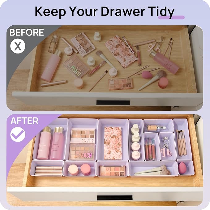 Vtopmart 25 PCS Plastic Drawer Organizers Set, 4-Size Versatile Bathroom and - Image 3