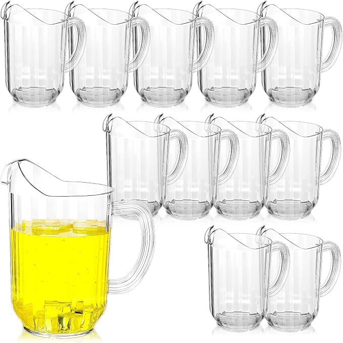 Tessco for you 12 Pcs Plastic Pitchers 60 Ounce Clear Restaurant Jug Large by Tessco