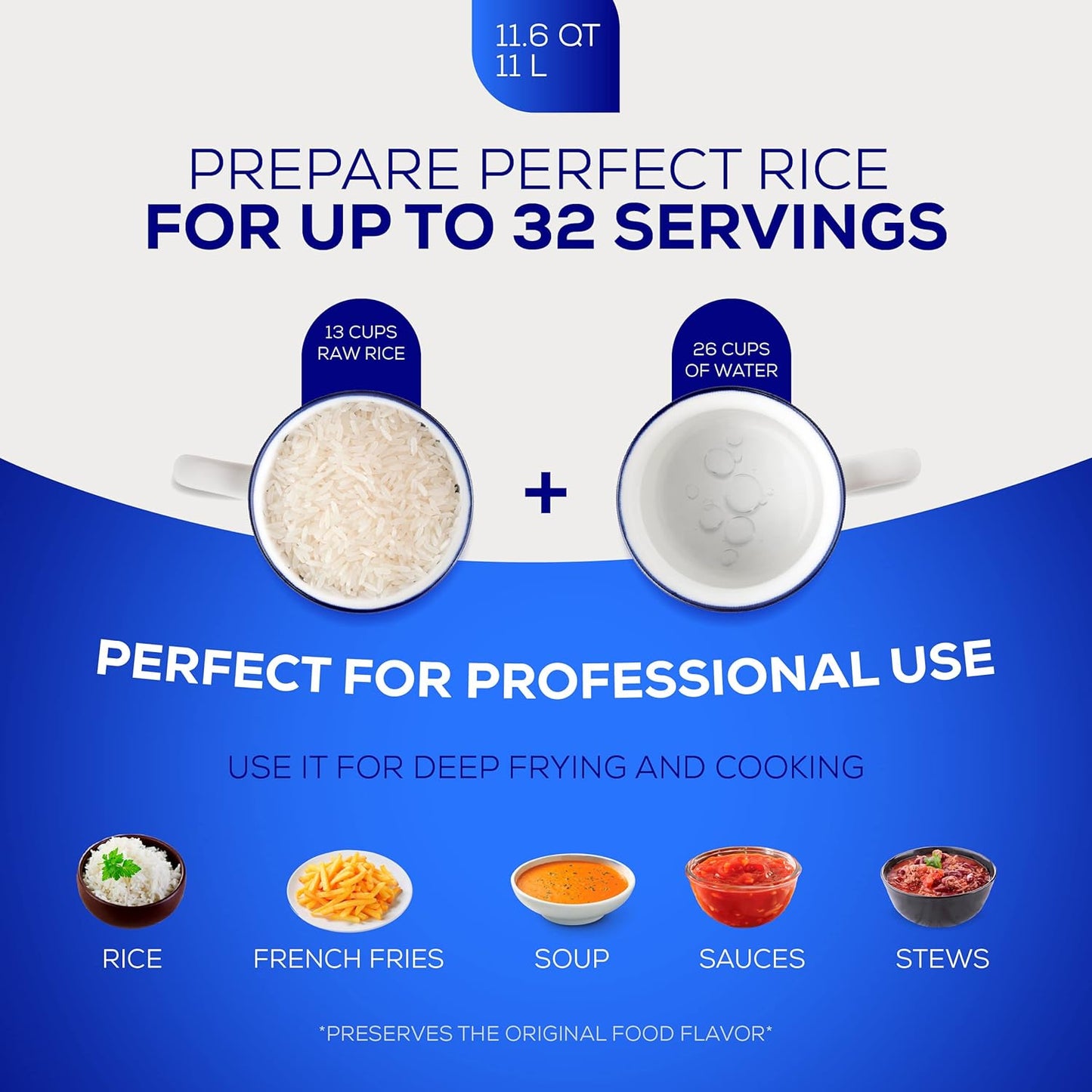 Universal (Professional Large) Caldero 32 Cups - 11.6 QT / 11 L, Stainless Aluminum Pot, Even Heat Distribution and Fast Cooking Dutch Oven Pot, Ergonomic Handles, Ideal for Rice, and French Fries