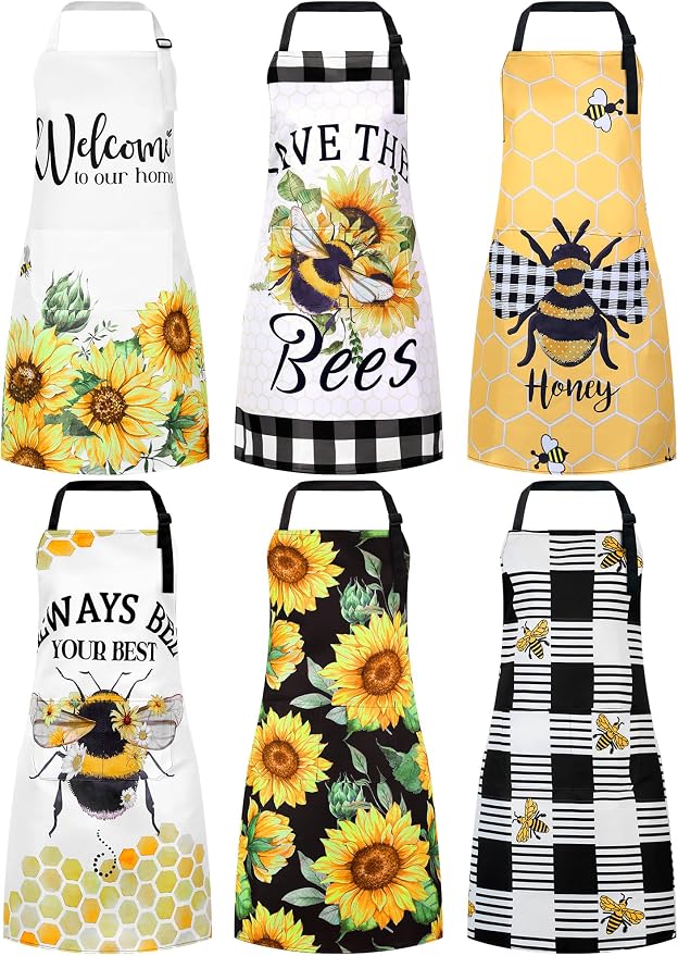 Bencailor 6 Pcs Spring Kitchen Aprons by Bencailor