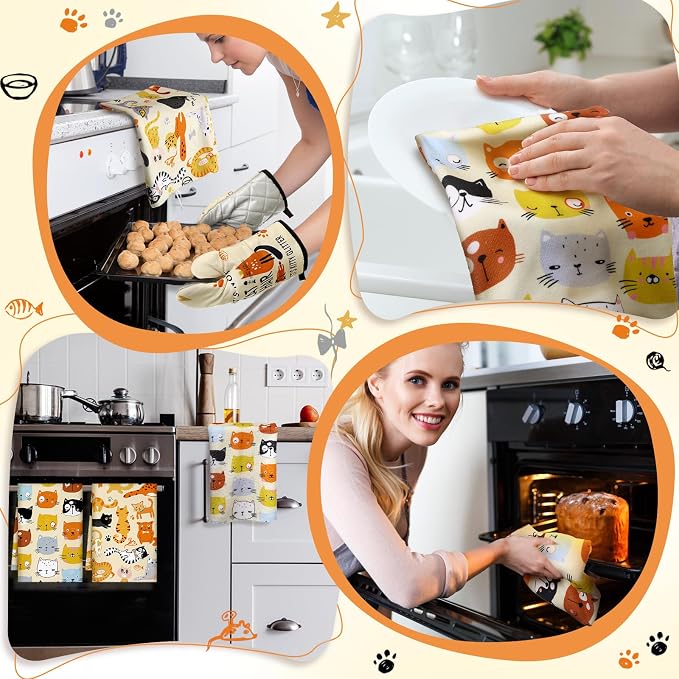 Jingmore 6 Pcs Kitchen Decor Set Accessorie Farmhouse Kitchen Towels Pot - Image 4