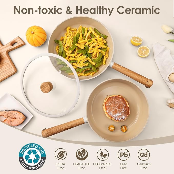 SENSARTE 17Pcs Ceramic Nonstick Cookware Set Non-toxic Healthy Pots and Pans - Image 5