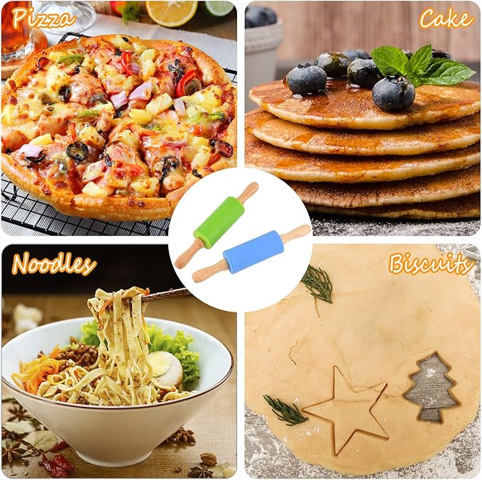 Mini Silicone Rolling Pin for Kids, Non-stick Surface Wood Handle, 9 Inch 20 - Image 5