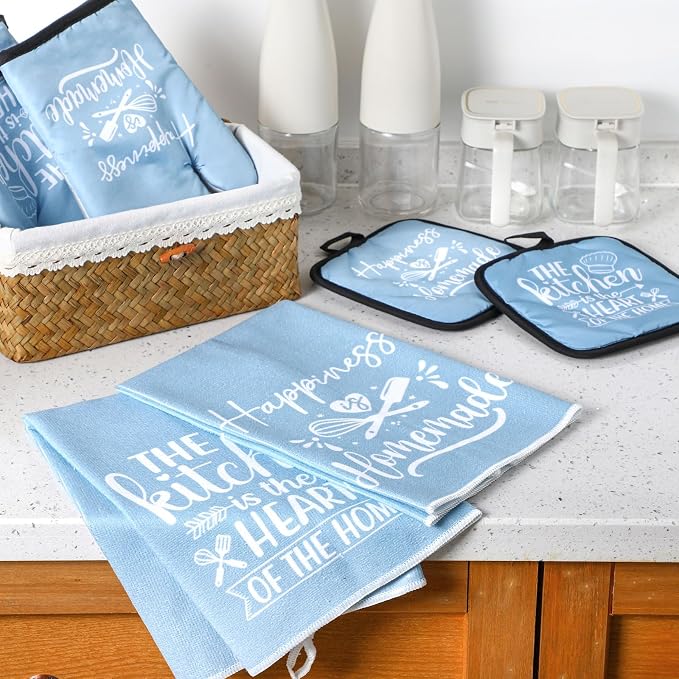 Sratte 6 Pcs Kitchen Decor Accessories Set Farmhouse Towels Pot Holders Oven - Image 7