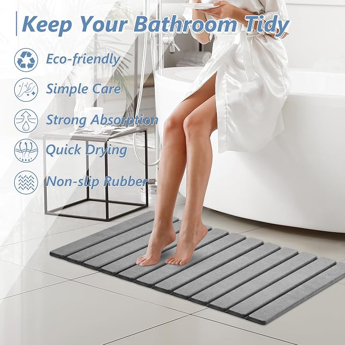 AWW Foldable Stone Bath Mat, Quick Dry Diatomaceous Earth Bath Mat - Image 8