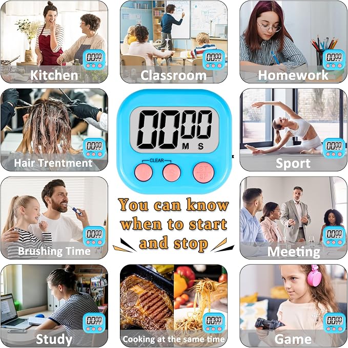 ZILLEN 6 Pack Kitchen Timers for Cooking Digital Classroom Timers for Kids - Image 5