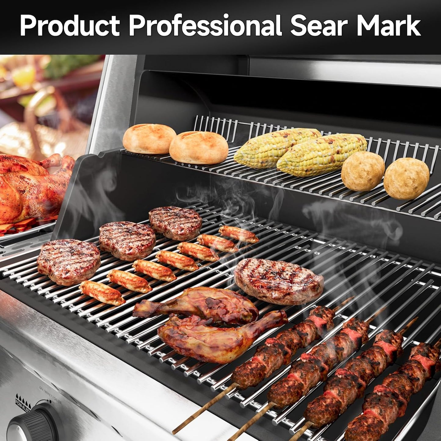 Stainless Steel Cooking Grates for Charbroil Commercial Infrared 463355220 463242516 463242515 466242615 463243016, for 463346017 466242616 463367016 463246018, G466-0025-W1A Replacement Parts