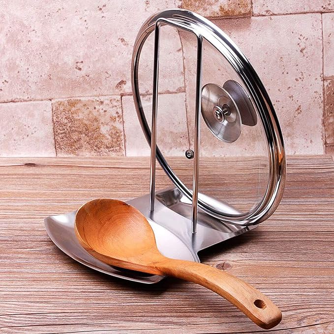 Lid and Spoon Rest Shelf, 304 Stainless Steel Pan Pot Cover Lid Rack Stand by YOURKITCHENASSISTANT