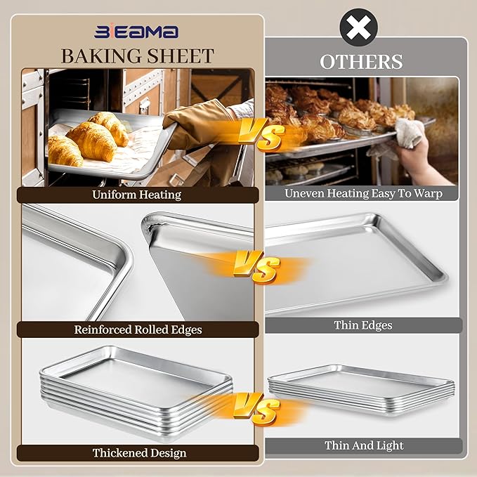BIEAMA 6 Pack 15" × 21" Baking Sheet Pan Aluminum Commercial cookie sheets - Image 4