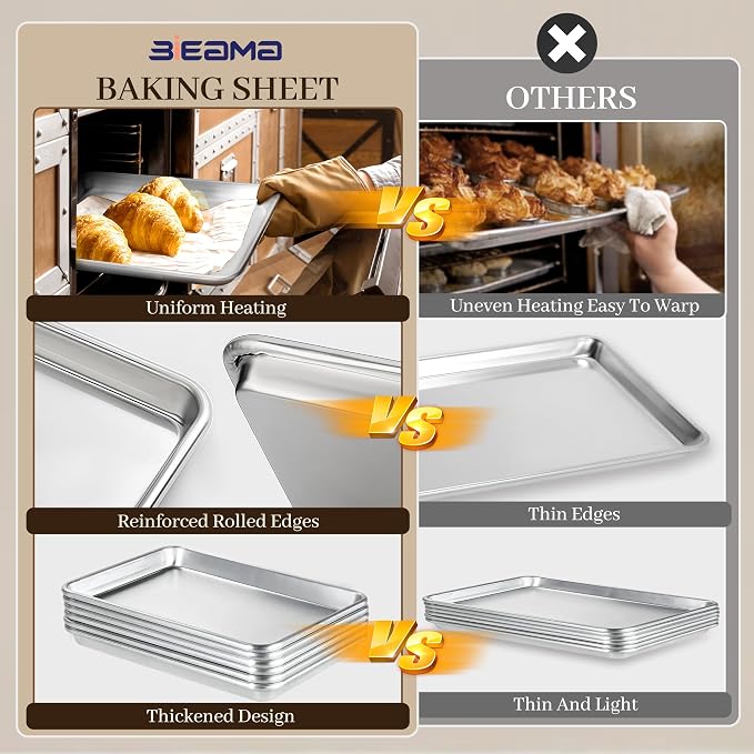 BIEAMA 12 Pack Full Size Baking Sheet Pan Aluminum Commercial Pan - Image 4